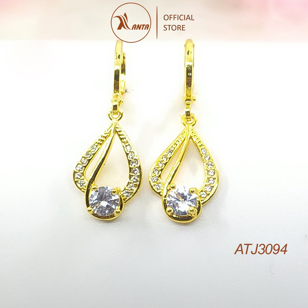 Bông tai bạc 925 đính đá pha lê nhỏ lấp lánh sang trọng anta jewelry - atj3094