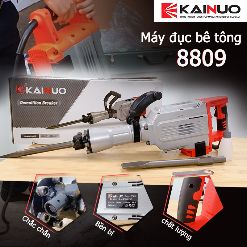 May duc , may duc be tong , máy đục Kainuo 8809 , máy đục , máy chuyên đục sàn , nền , cột , máy đục công suất lớn
