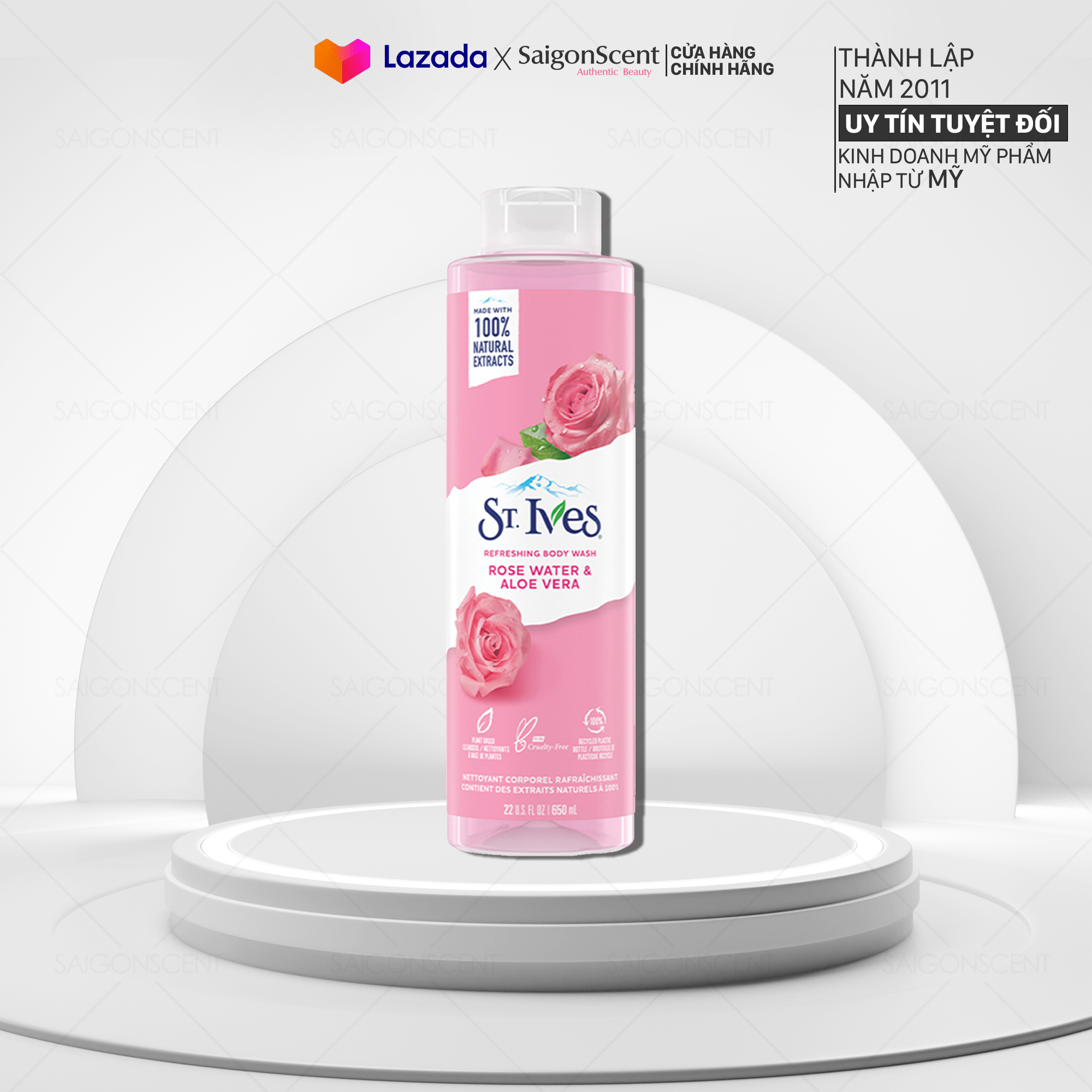 Sữa tắm dưỡng ẩm st. ives body wash refreshing rose water & aloe vera 650ml