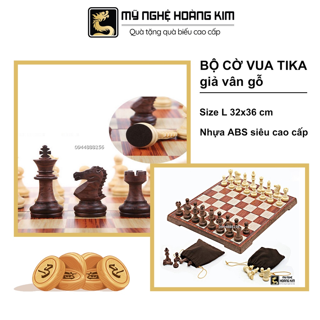 [FREESHIP] Bộ Cờ Vua Nam Châm Tika Giả Vân Gỗ HK23 Chất Liệu Nhựa Dẻo ABS, Có Nam Châm Cao Cấp Lực Hút Mạnh, Bám Dính Tốt Kiểu Dáng Đẹp Bắt Mắt - Mỹ Nghệ Hoàng Kim