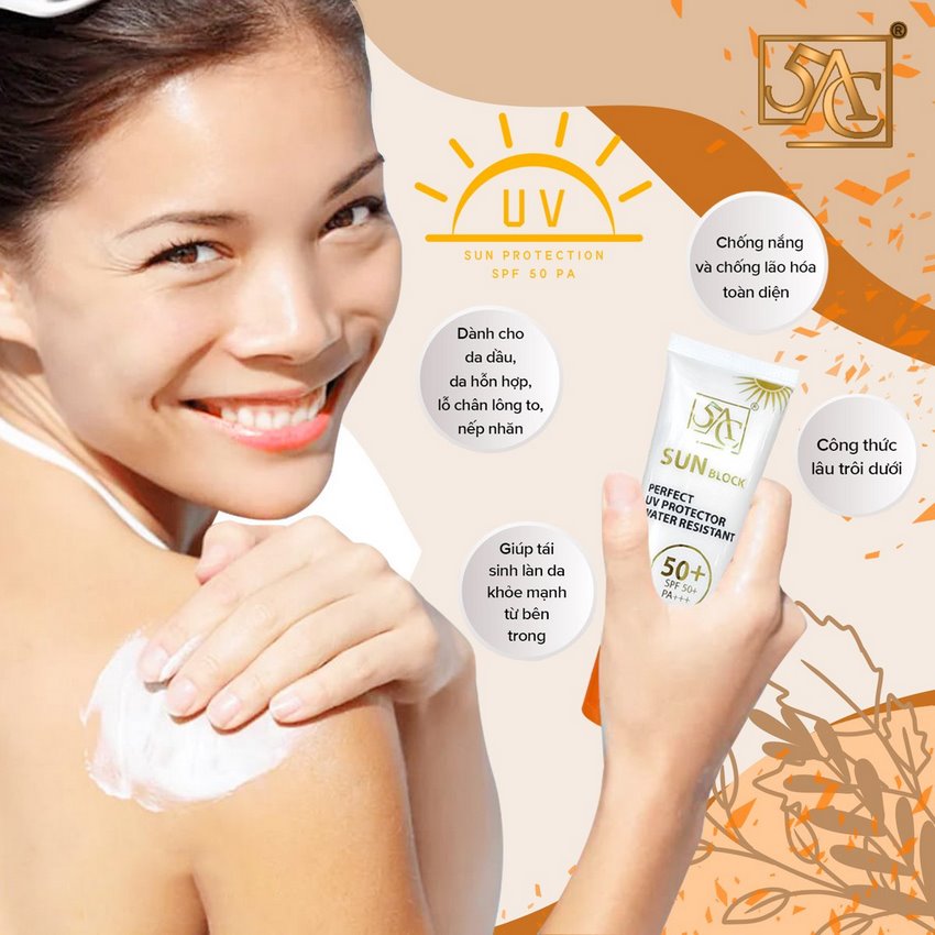 Kem chống nắng da mặt lâu trôi 5AC hàn quốc dùng được cho da nhờn