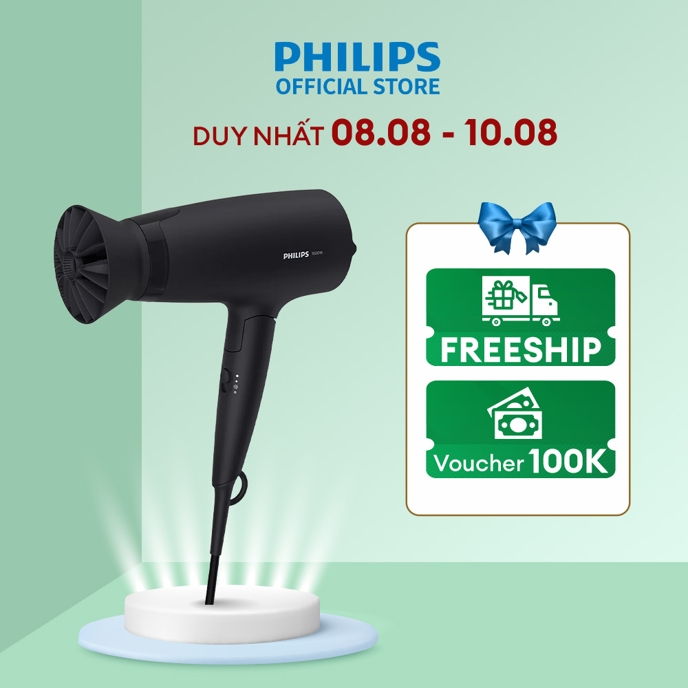 Máy sấy tóc philips bhd308/10 - sấy khô tóc mạnh mẽ - bảo hành chính hãng 2 năm