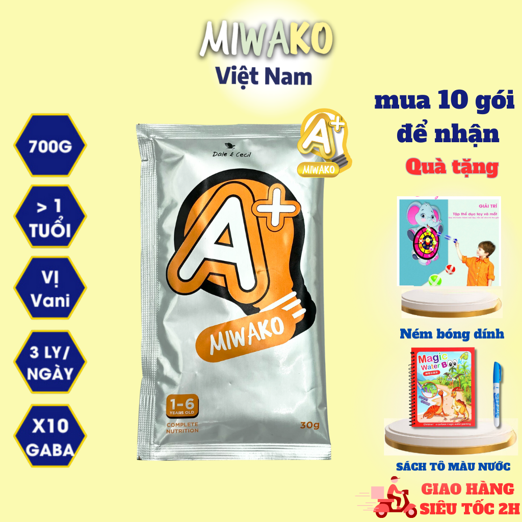 Sữa Công Thức Thực Vật Hữu Cơ Vị cacao MIWAKO A+ dạng gói  30g  tiện lợi