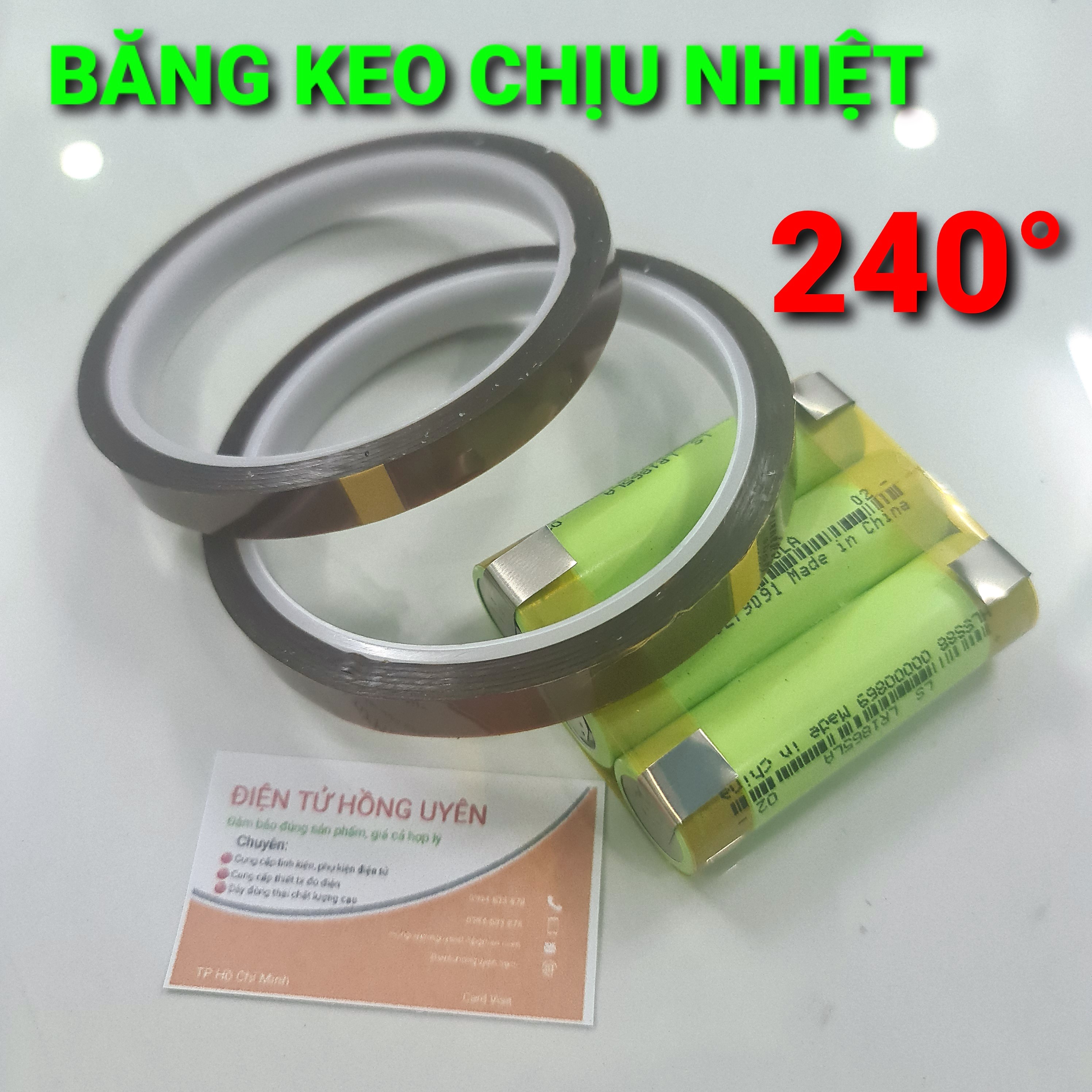 Băng keo cách điện dán đầu pin. Băng keo chịu nhiệt 10mm x 33000cm ( Giá 1 cuộn/33 mét)