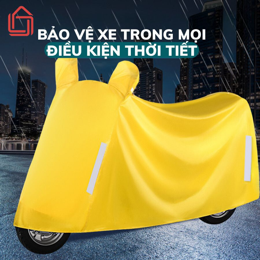 Bạt phủ xe máy che nắng, che mưa, chống bụi có bọc trùm gương, Bạt che xe máy phản quang chất liệu dù cao cấp tặng túi