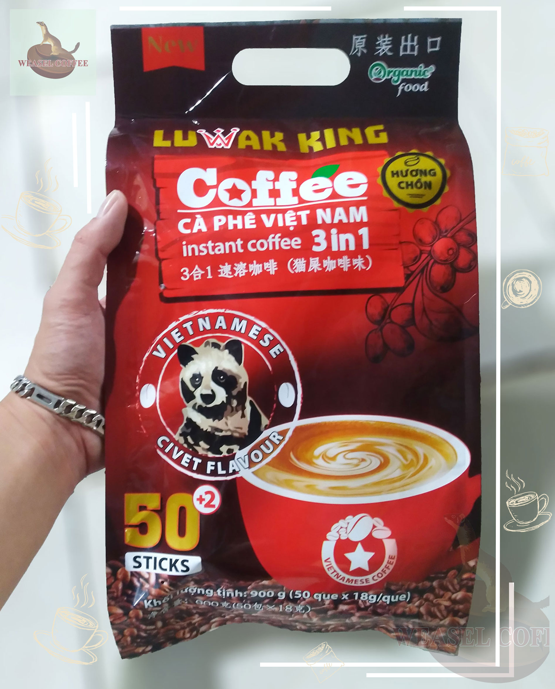 Cà phê hòa tan luwak king hương chồn - túi 50 gói x 18g