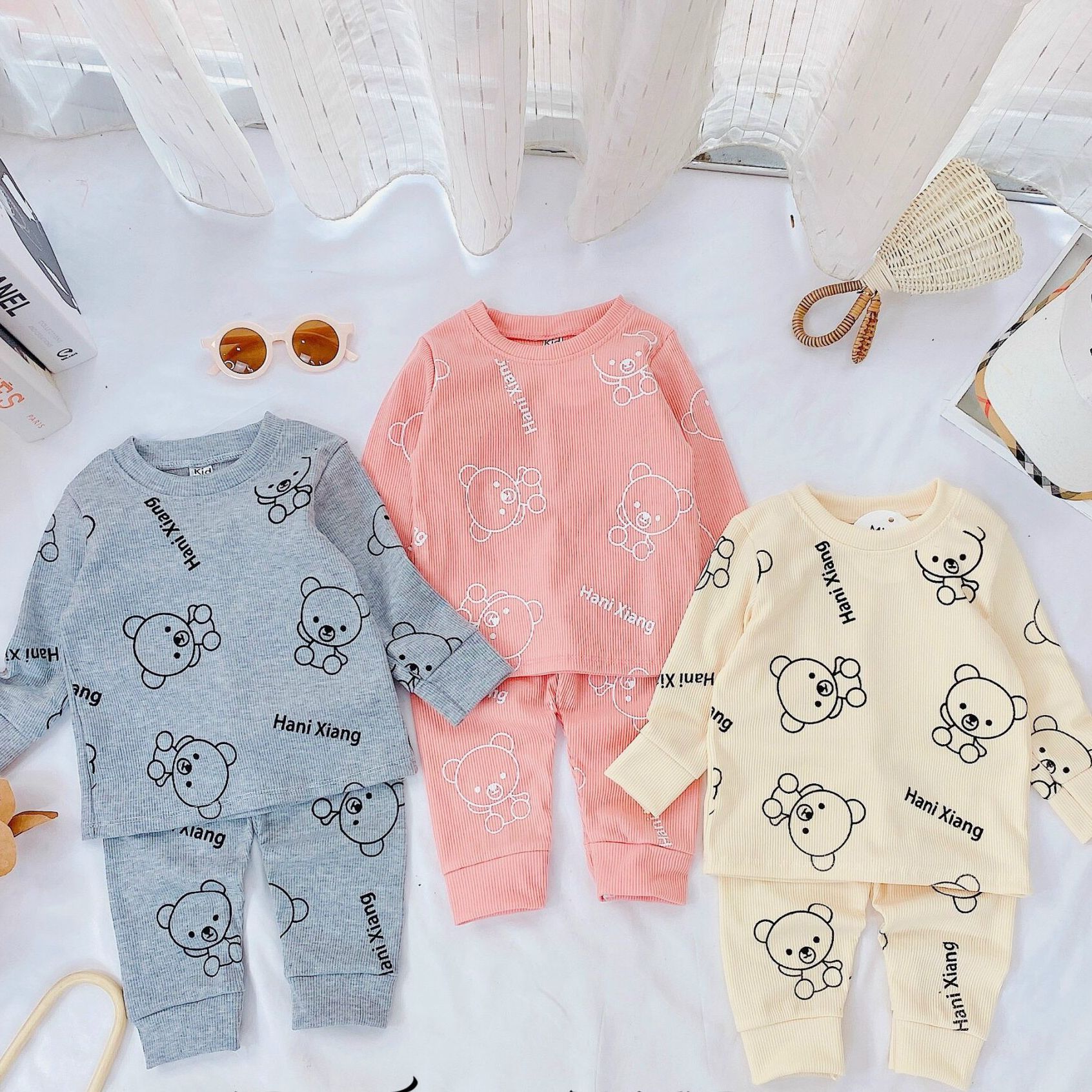 (6-18kg) Bộ cotton thun tăm dài tay in hình Mickey cho bé trai và bé gái Cizi.shop