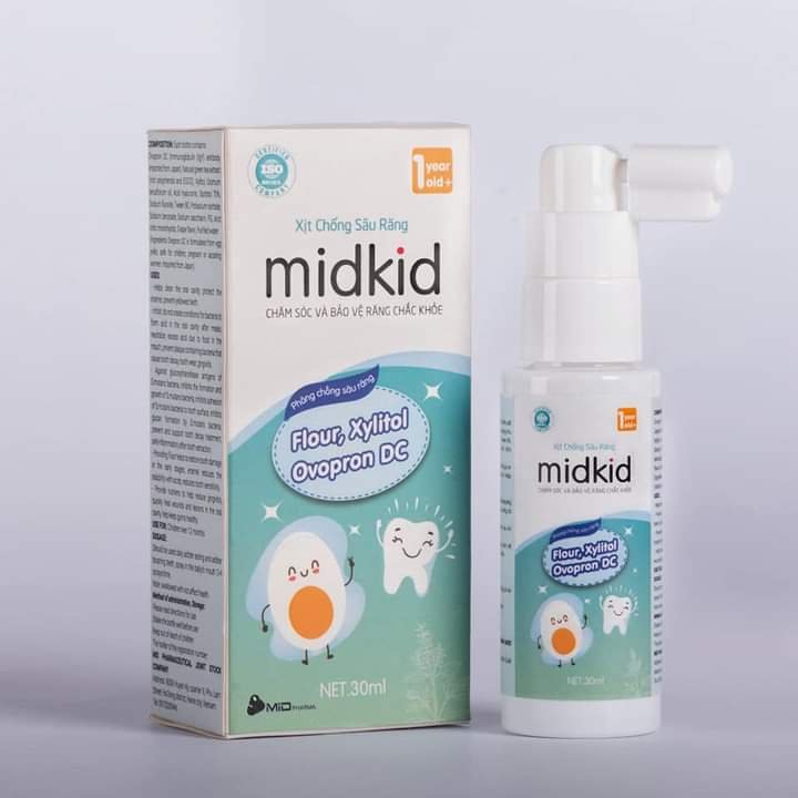 Xịt chống sâu răng Midkid ngừa sâu răng hôi miệng giảm ê buốt răng ố vàng viêm lợi trắng răng sún răng đen Lọ 30ml