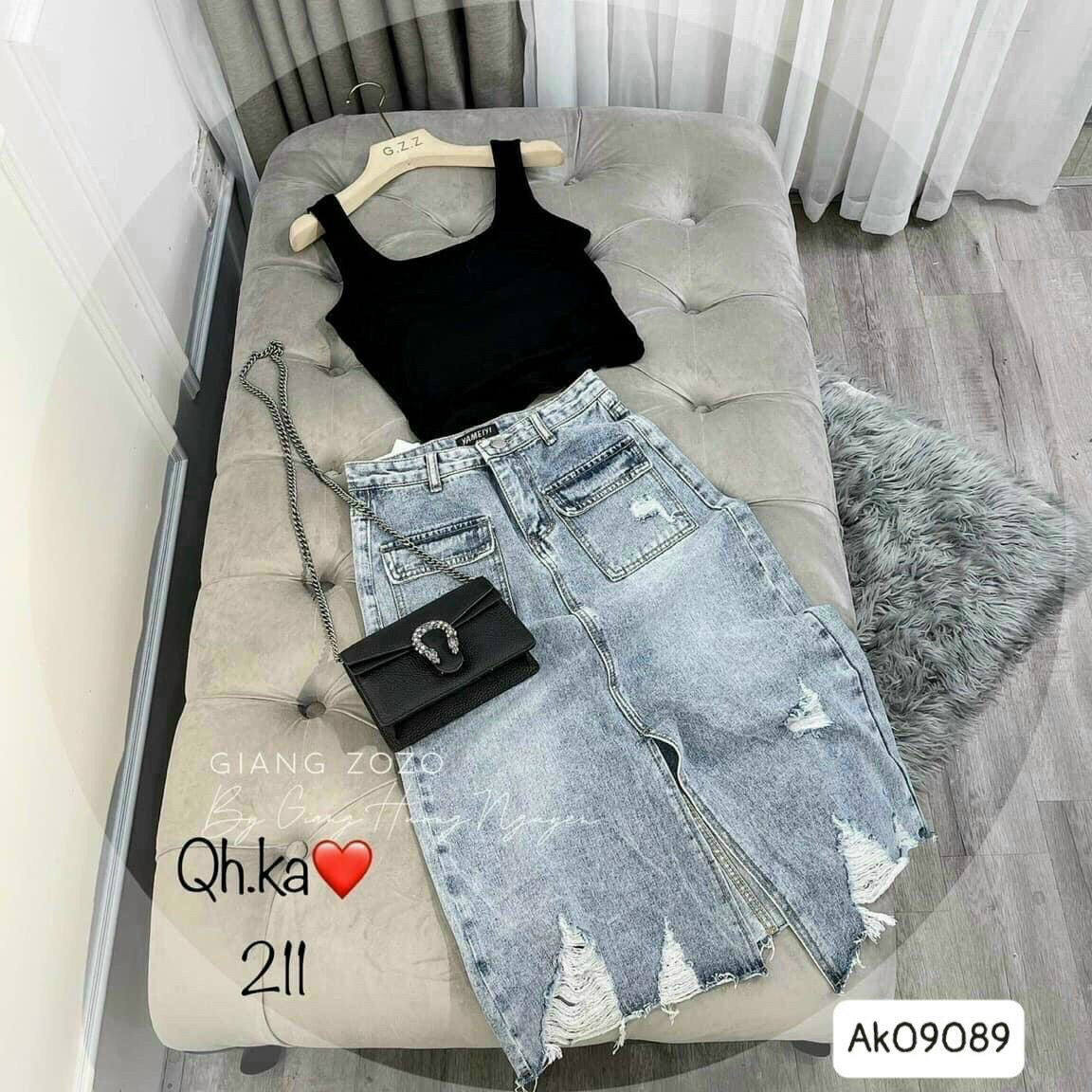 [ kèm ảnh thật - CV_5032 ] CHÂN VÁY JEAN NỮ, XẺ TÀ RÁCH CÁ TÍNH, CHÂN VÁY BÒ, KÈM TÚI HỘP TIỆN LỢI - CHẤT VÃI MỀM MỊN THƠI TRANG CAO CẤP JAN's FASHION