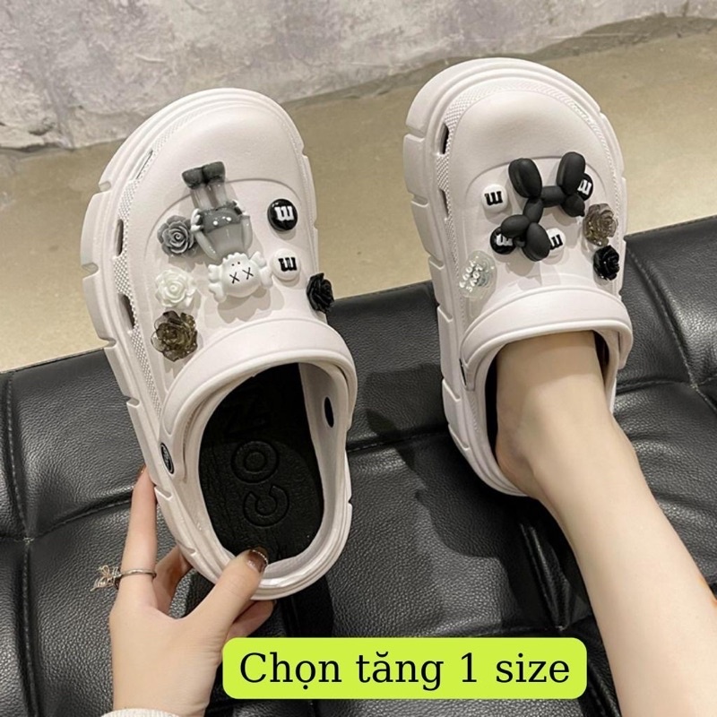 Dép sục cross đế độn 5cm nữ nam, dép bánh mì đế cao bản chuẩn