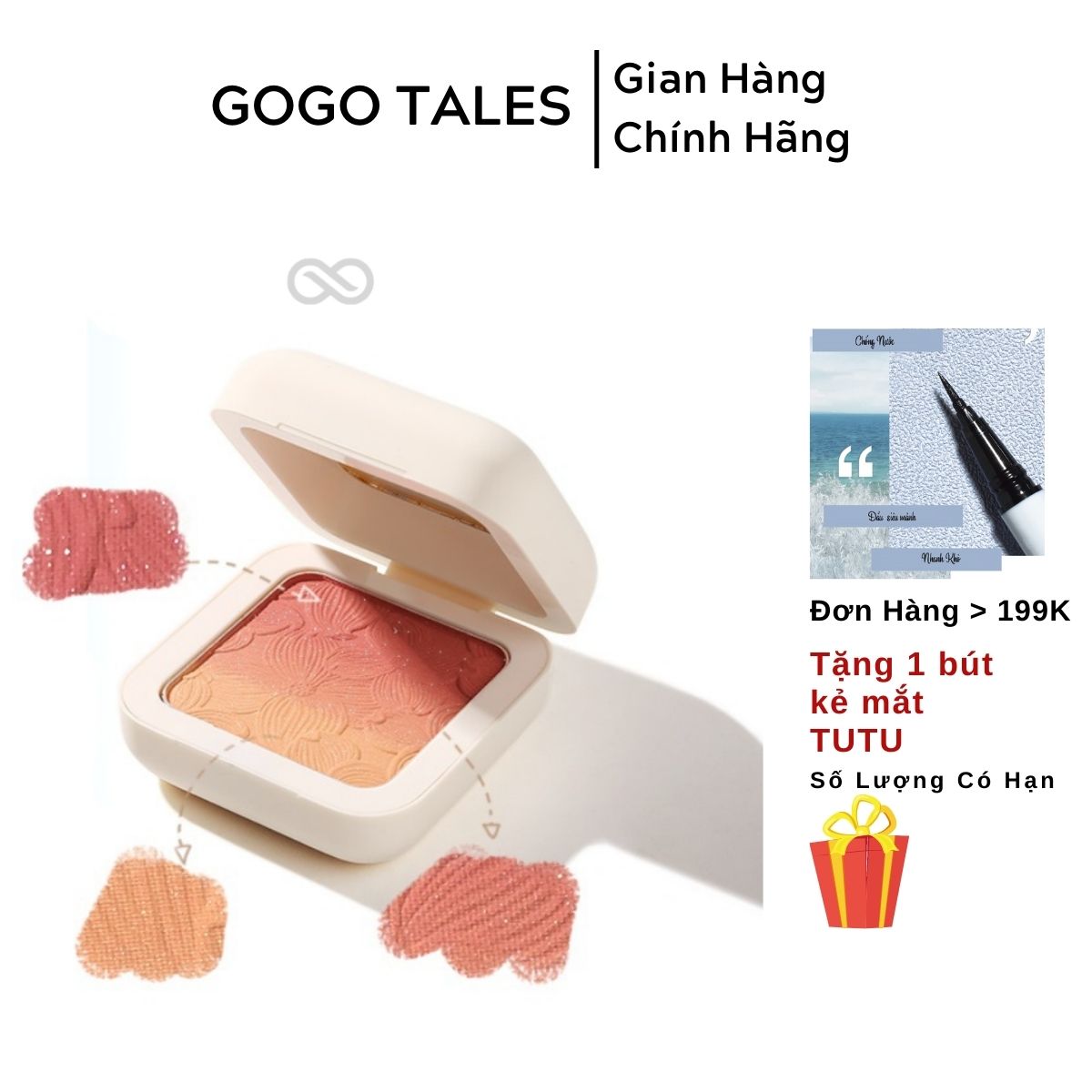Phấn má hồng gogotales sweet mist gt203 nhỏ gọn tiện lợi, chính hãng nội địa trung chamm store