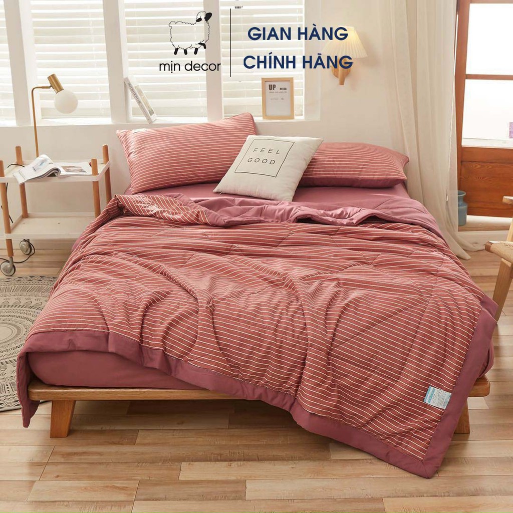 Set chăn ga gối Cotton Đũi  Mịn Decor - Bộ ga giường chăn trần bông mùa hè mềm mịn phong cách Hàn Quốc