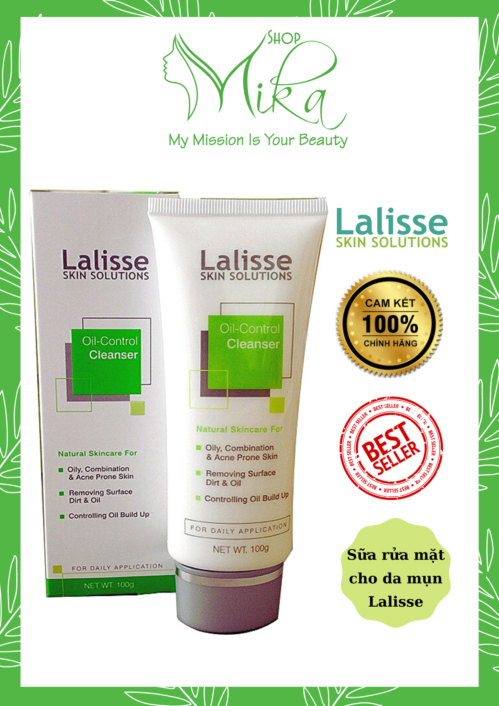 Sữa rửa mặt da dầu, mụn, hỗn hợp Lalisse Oil Control Cleanser Úc