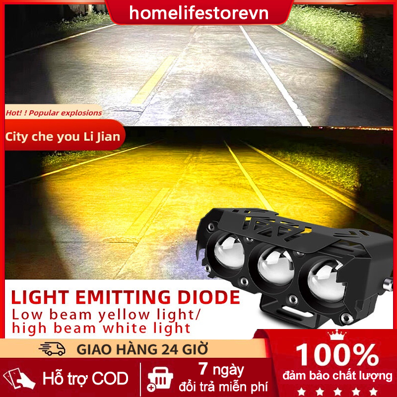 Đèn led sương mù siêu sáng 2024 12v 24v cho xe hơi xe máy - dèn trợ sáng xe máy đèn bi cầu mini đèn pha led