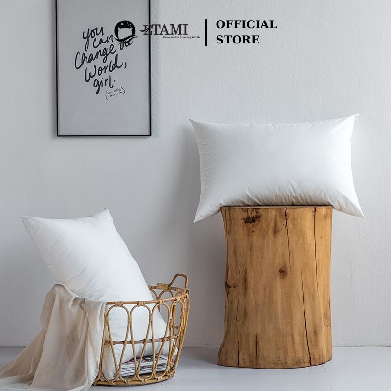 Ruột gối đầu bông gòn cao cấp ETAMI lõi bông gòn bi kháng khuẩn đàn hồi cao lâu xẹp lún kích thước 45x65cm