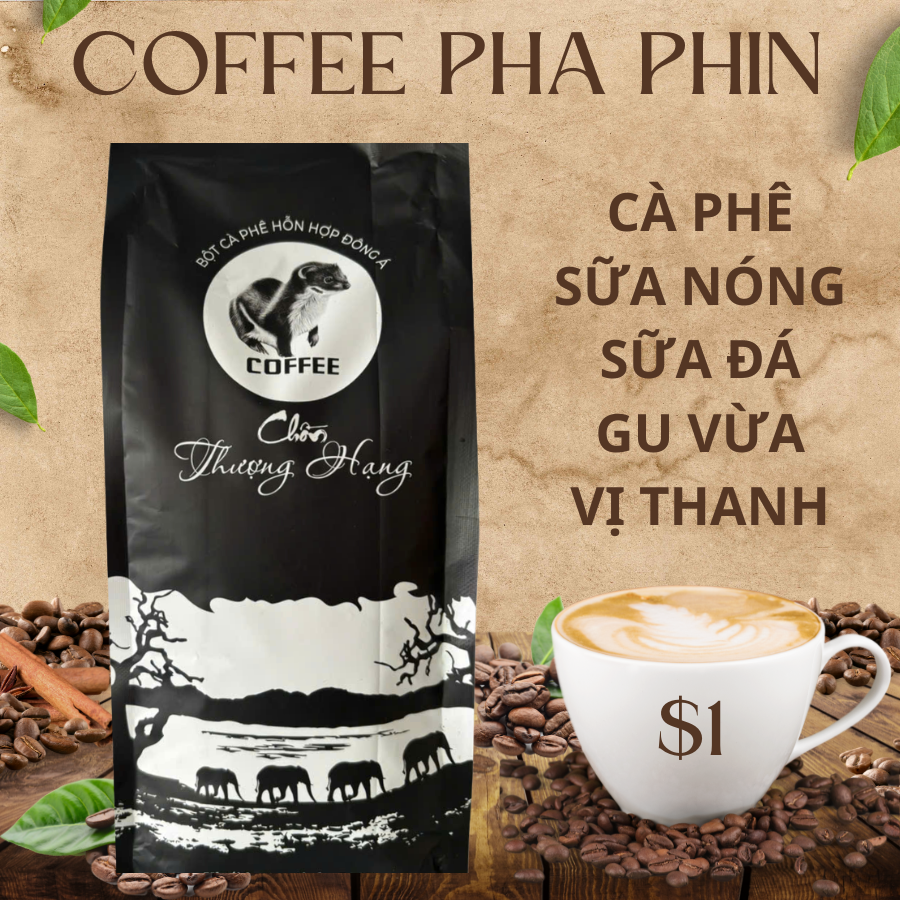  Đông Á Coffee - 2kg  4 gói x 500gr  Cà Phê Chồn Nâu Robusta Hương Sữa Dừa - Pha Phin Truyền Thống Gu Mạnh Vị Đậm. 
