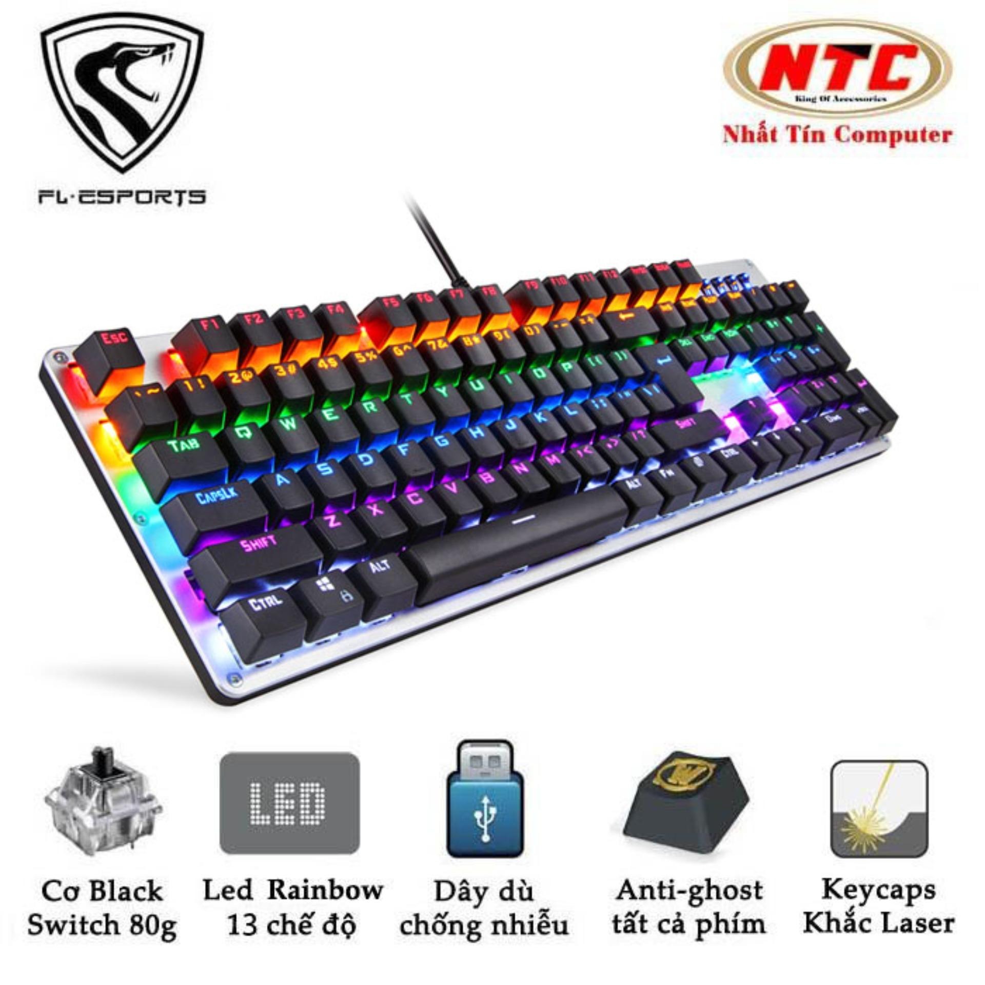 Bàn phím cơ black switch fl esports k180c dành cho game thủ - led rgb 13 chế độ - nhất tín computer