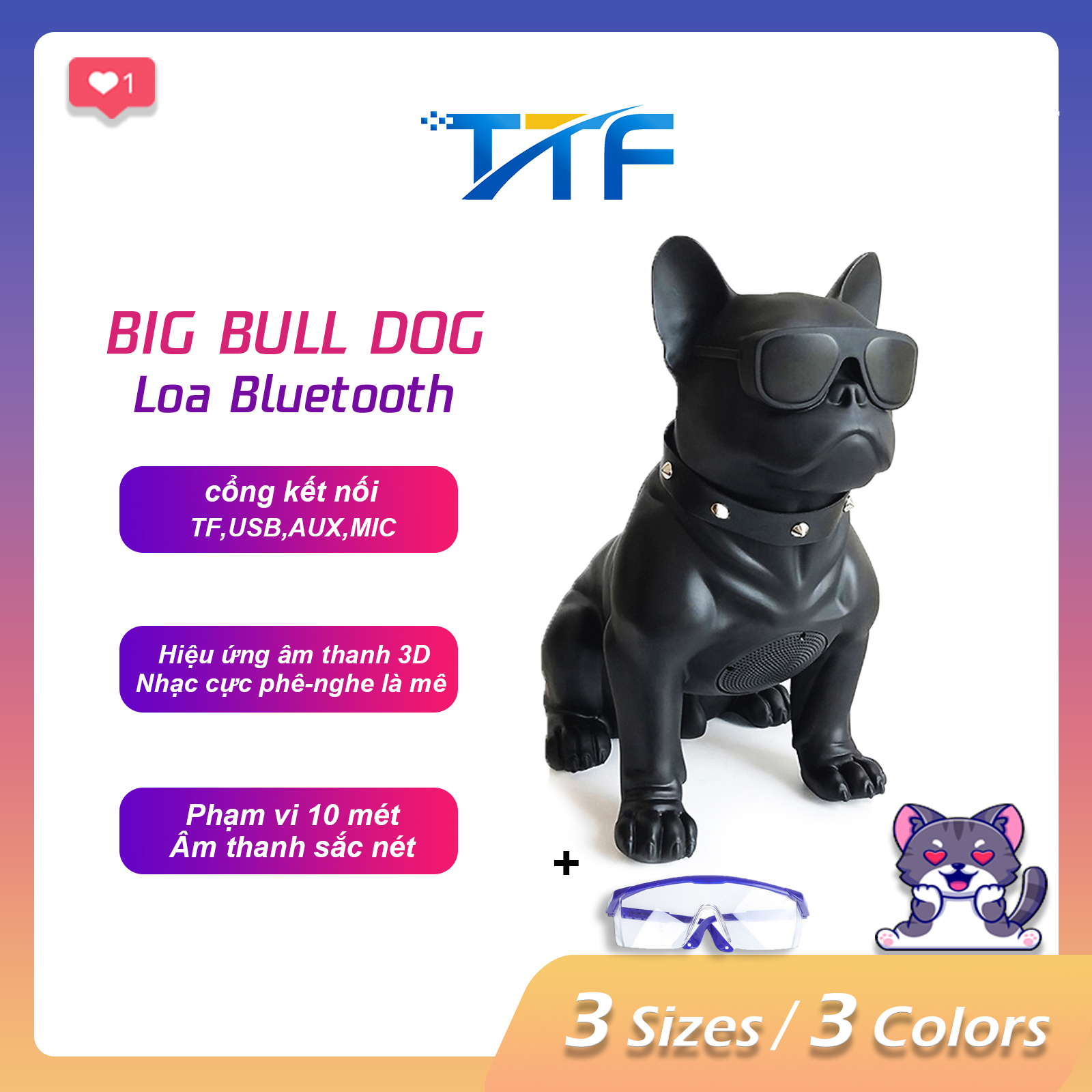 Loa Bluetooth Nghe Nhạc Hình Con Chó Bull Chống Thấm Nước Chống Va Đập Nghe Nhạc Chuyên Về Bass