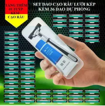 Bộ dao cạo râu kèm 36 lưỡi dao kép tặng 1 tuýp kem cạo râu - dao cạo râu cao cấp cho nam giới siêu hot