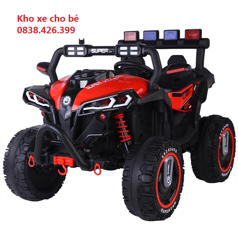 Xe ô tô điện đạp ga cho trẻ dáng địa hình gầm cao cho bé 4 động cơ bánh chống sóc 2 ghế liền 2 chế độ điều khiển kết nối USB/Buetooth loại to đại