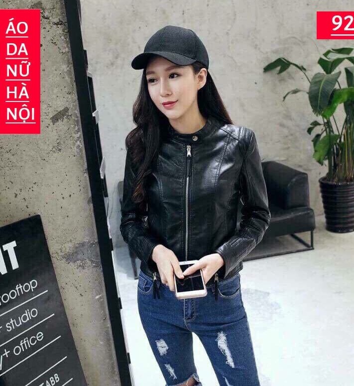 Dang Lan Fashion Áo Khoác da Nữ Chất Liệu Da Bóng Sành Điệu Cá Tính Cho cô gái Thời thượng
