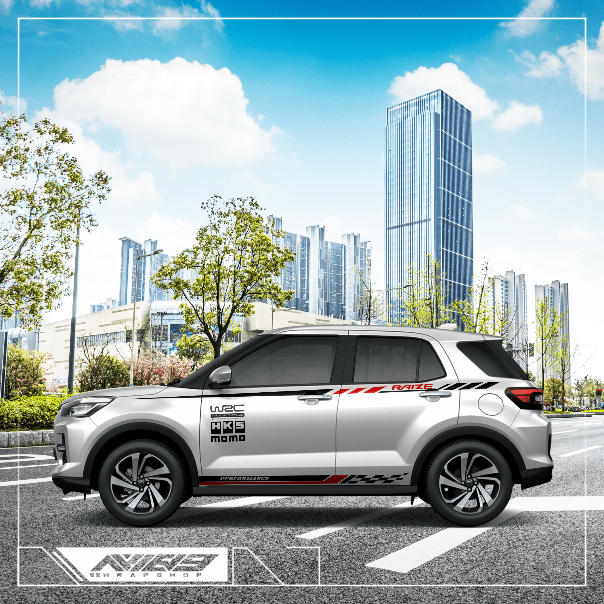 Tem xe toyota raize mẫu 014 - tem xe raize - ds decal