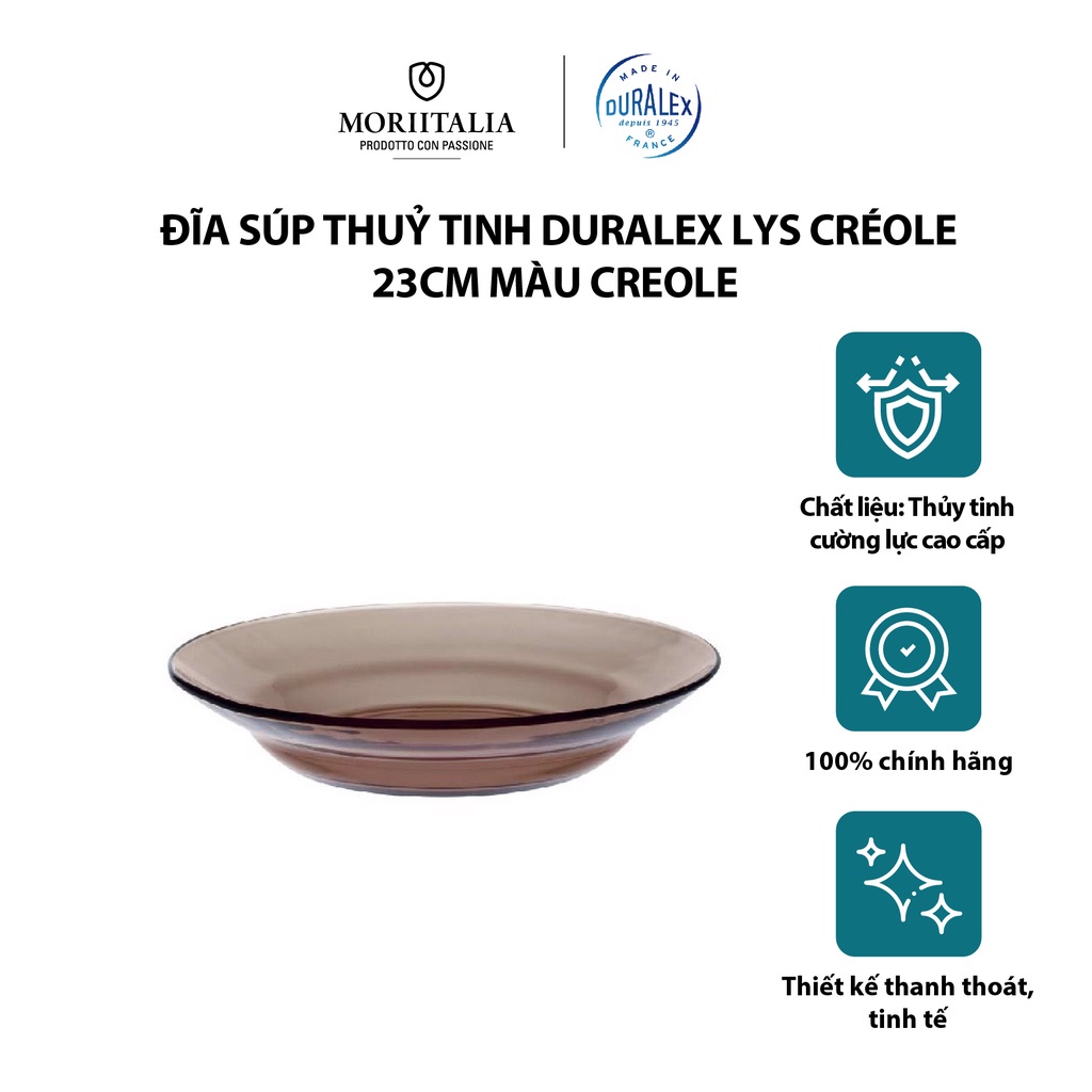 Đĩa súp thuỷ tinh Duralex Lys Créole màu creole sang trọng cao cấp Moriitalia 3011CF06A1111