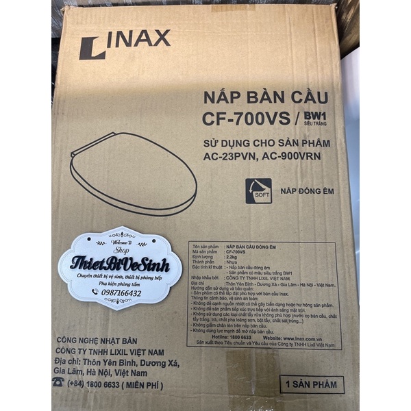 Nắp bồn cầu rơi êm inax chính hãng cf-700vs gắn bồn cầu ac900 , ac702 , ac23pvn