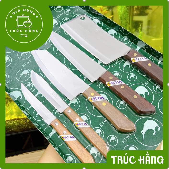 Bộ dao 5 món Dao Thái Lan CÁN GỖ KIWI đủ kích thước - Dụng cụ nhà bếp