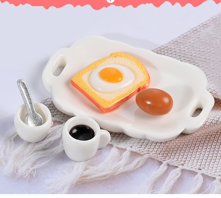 Mô hình Set đồ ăn bữa sáng trang trí nhà búp bê