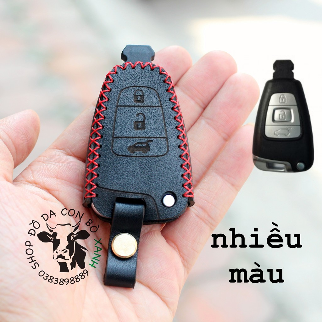 Bao da chìa khoá Hyundai i30 CW, Veracruz 2008, SantaFe 2008 handmade da thật 003