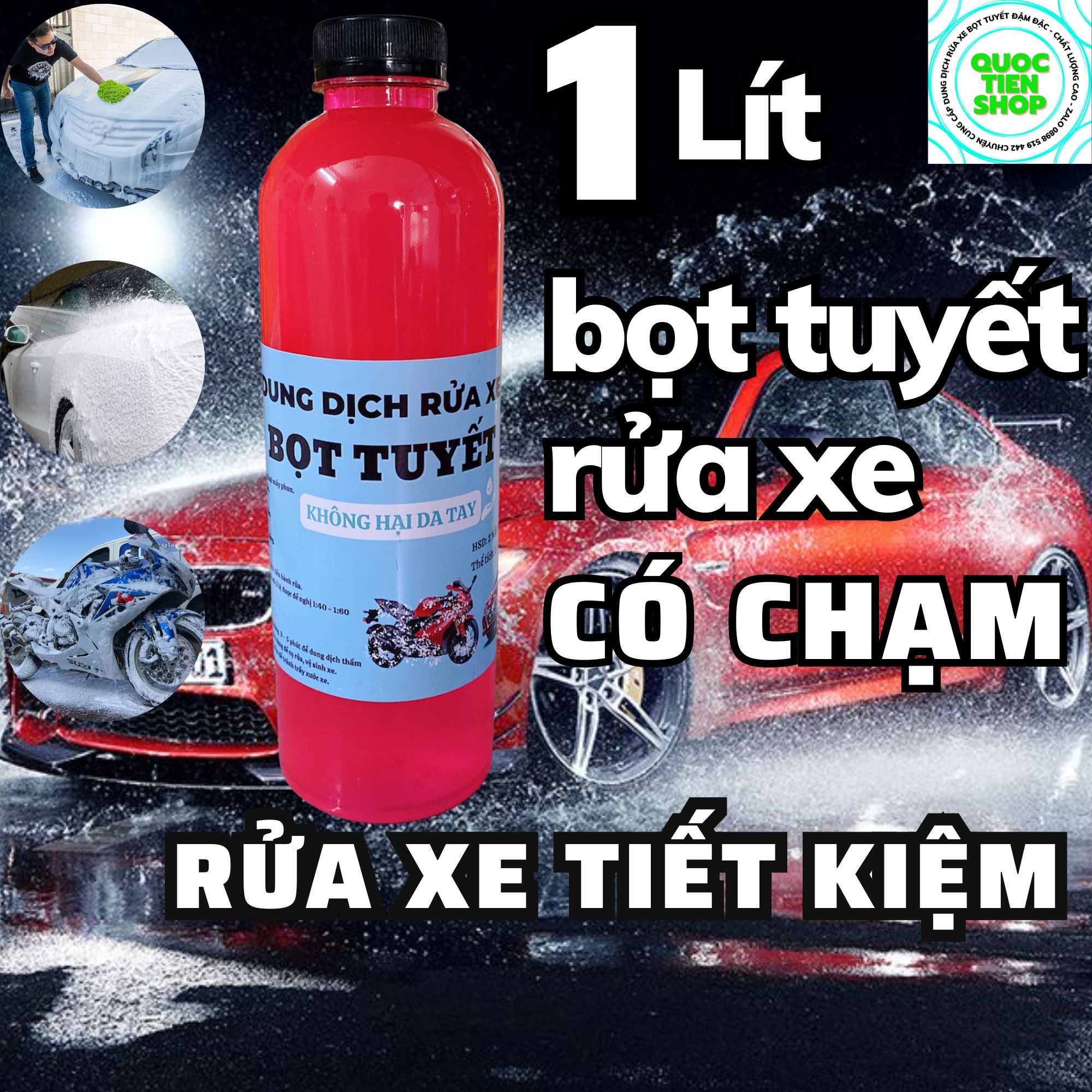 Dung Dịch Rửa Xe Bọt Tuyết Chuyên Dụng CÓ CHẠM Đậm Đặc x2, rửa sạch vết bẩn an toàn hiệu quả