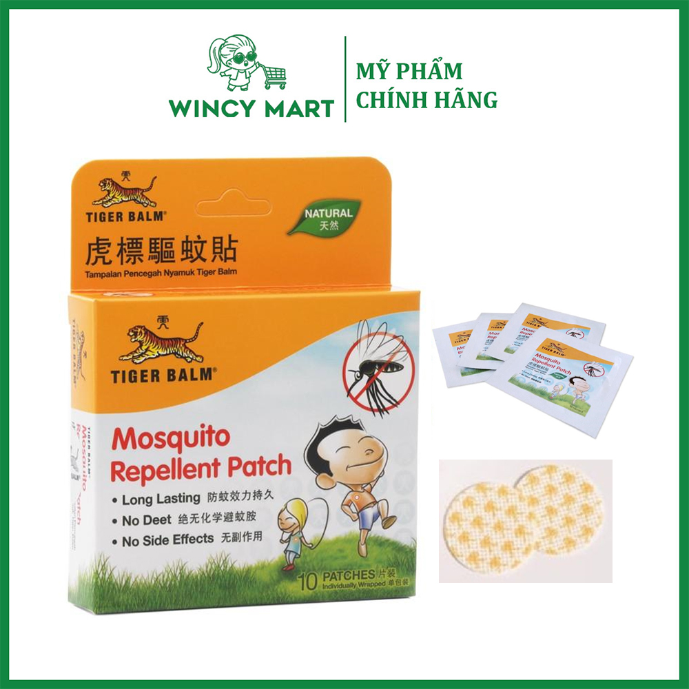  Miếng Dán Chống Muỗi Dán Đuổi Muỗi Tiger Balm Mosquito Repellent Patch 1 Hộp 10 Miếng Tiện Lợi - Wincy Mart 