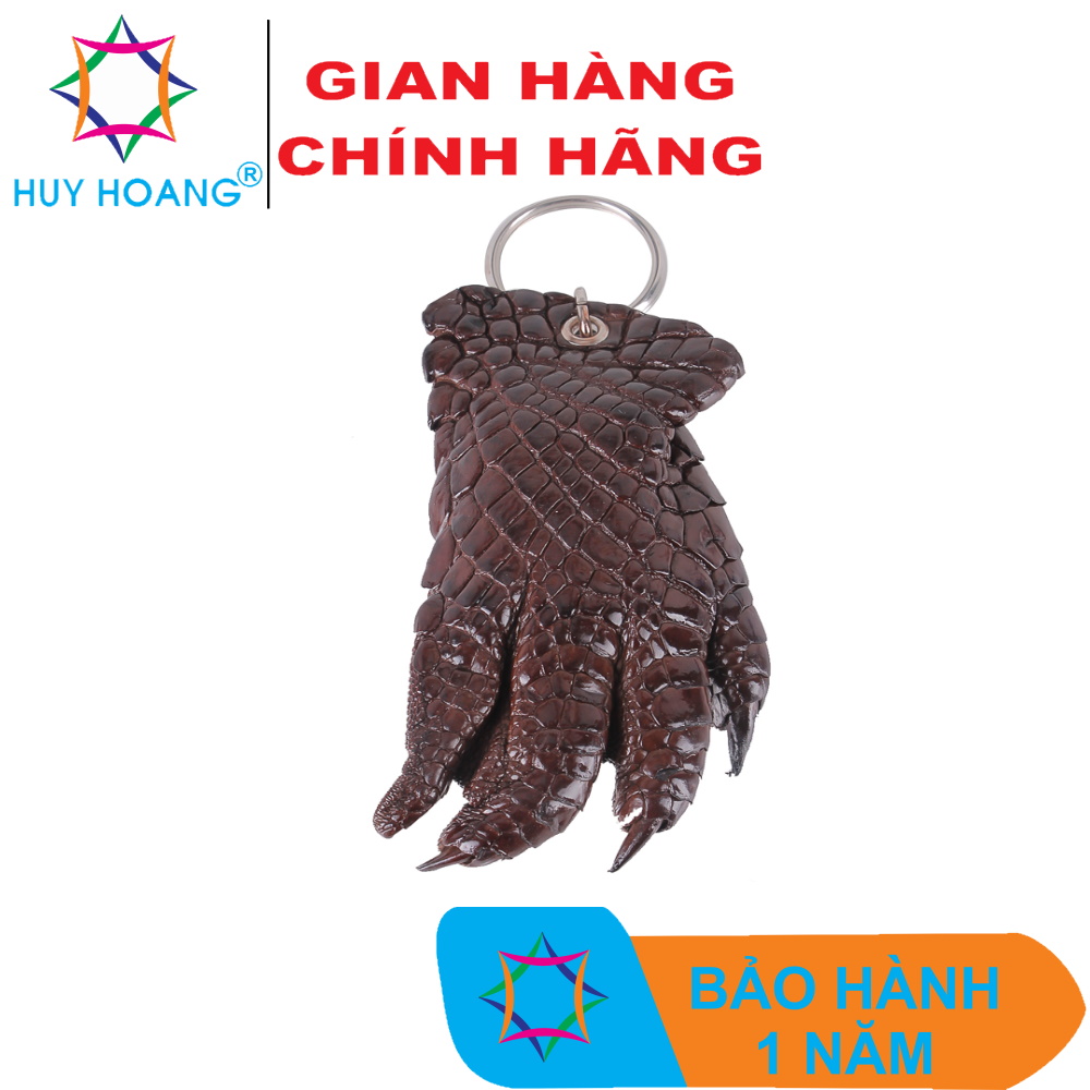 Móc khóa da cá sấu nguyên con màu nâu đất TH8272