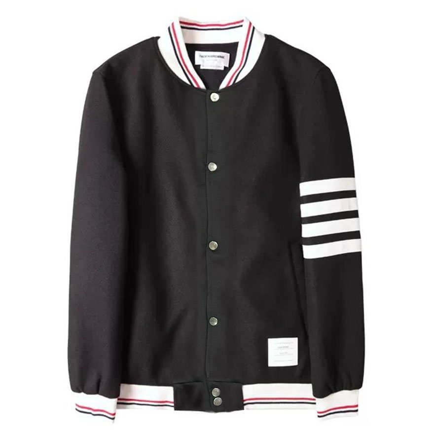 Áo Khoác Kaki Cotton Dầy Co Giãn Hàng Cao Cấp Kiểu Bomber Cúc Bấm Phối 3 Sọc Tay Mặc Ấm Áp