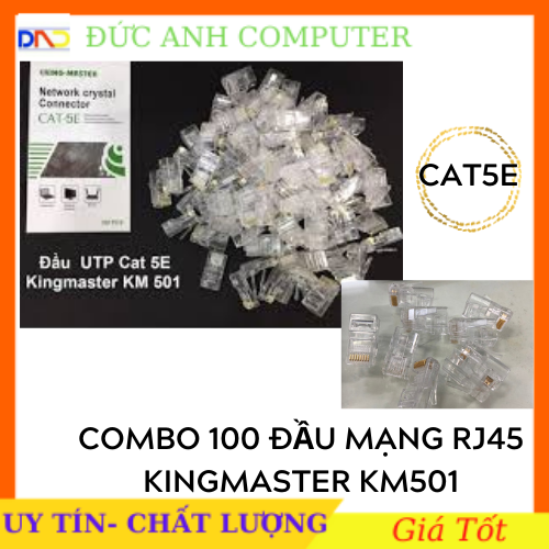 Đầu mạng RJ45 Kingmaster KM501 hộp 100 cái- Chính Hãng 100%- Chân Mạ Vàng , Chất Lượng Cao