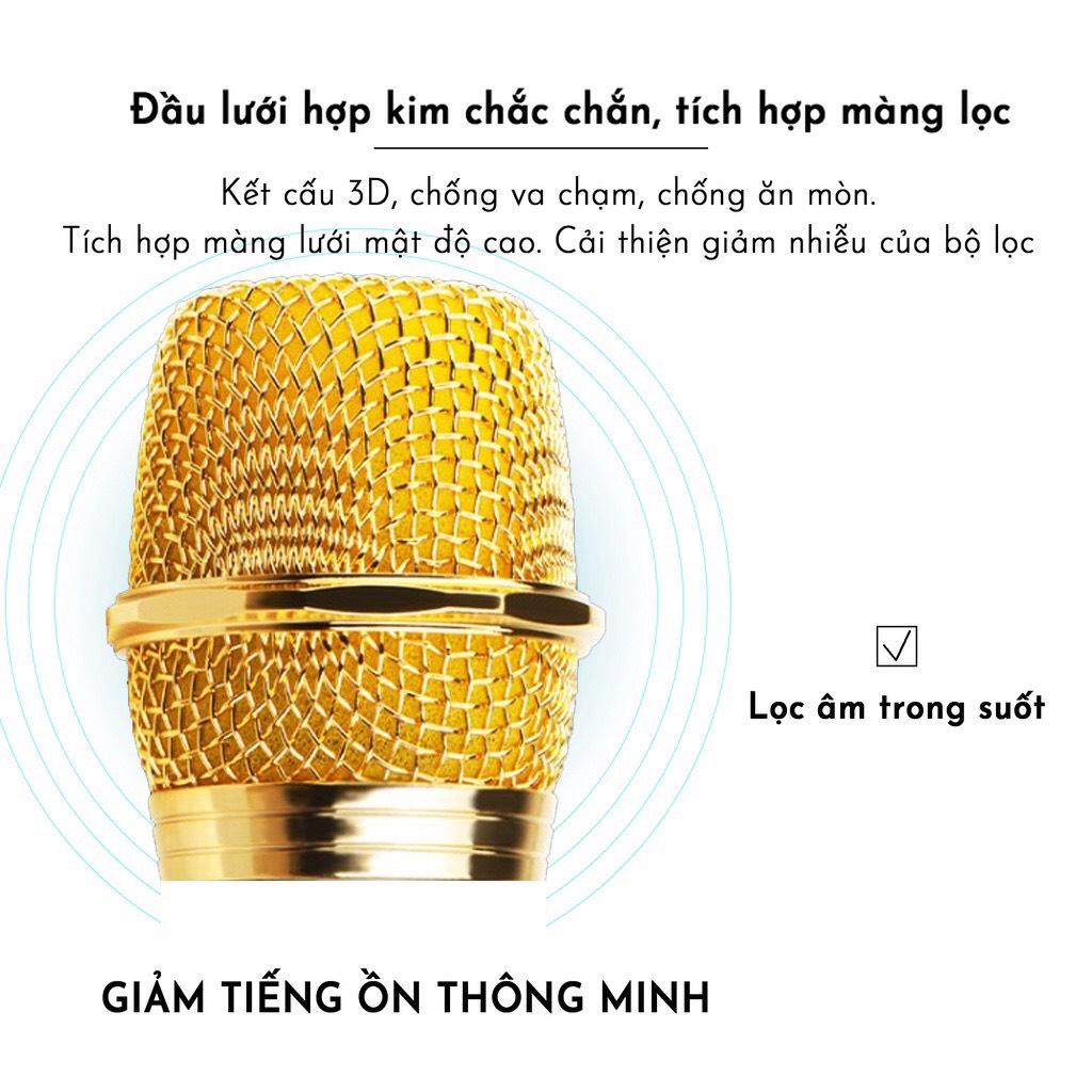 Đầu lưới chụp Micro thép mạ vàng - Rọ Micro cao cấp tháo từ micro ONTEKCO E6s màu vàng, E6/MV02 màu đen chất liệu nhựa