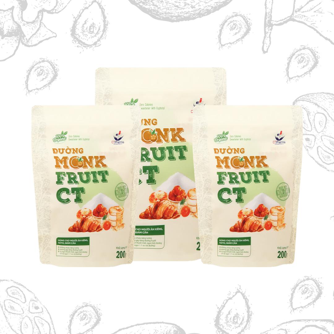 Combo 3 túi 200gr đường la hán quả không calo monkfruit ct| nguồn gốc tự nhiên | ct pharma