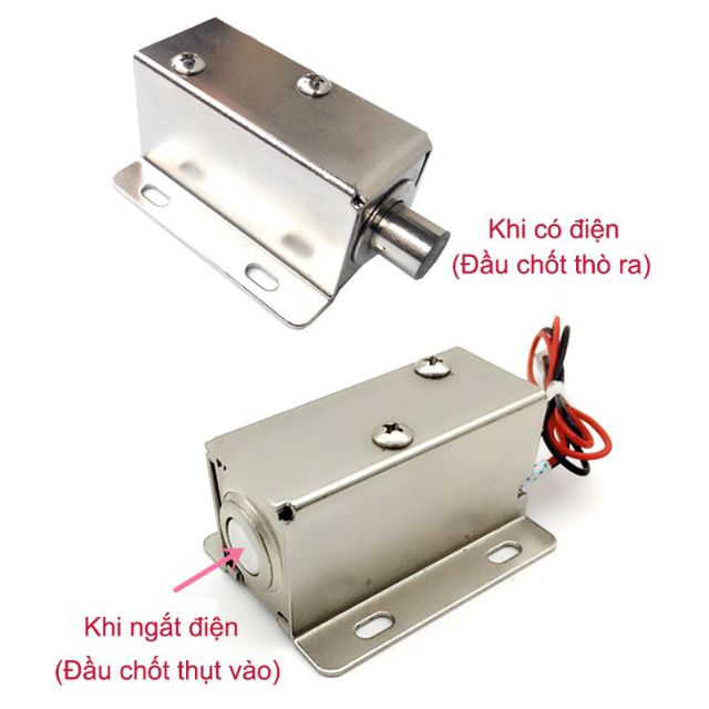 KHÓA CHỐT CỬA ĐIỆN TỪ LOẠI THƯỜNG MỞ 12v,24v D10MM)