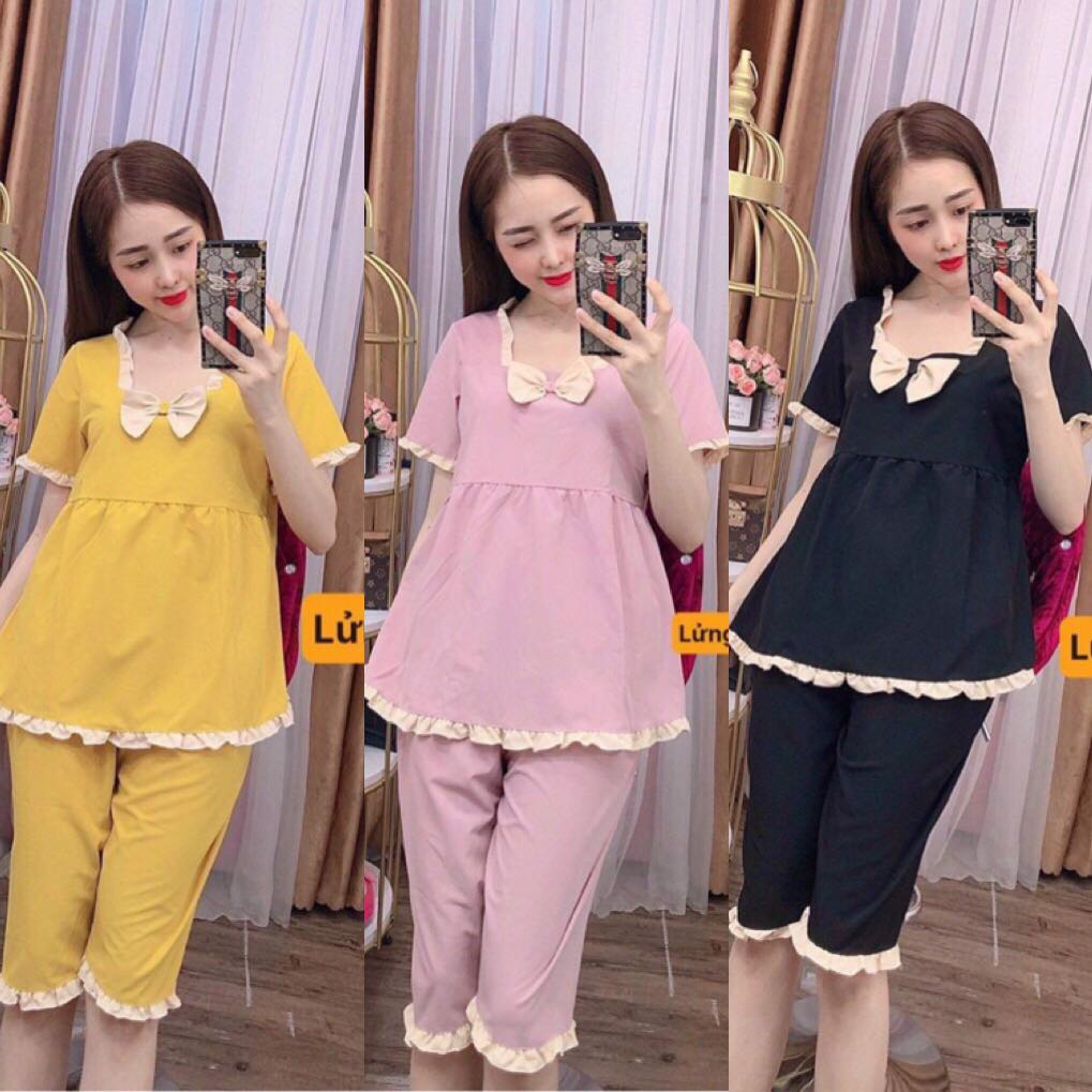 Set bộ thời trang lửng phối viền bèo siêu dễ thương