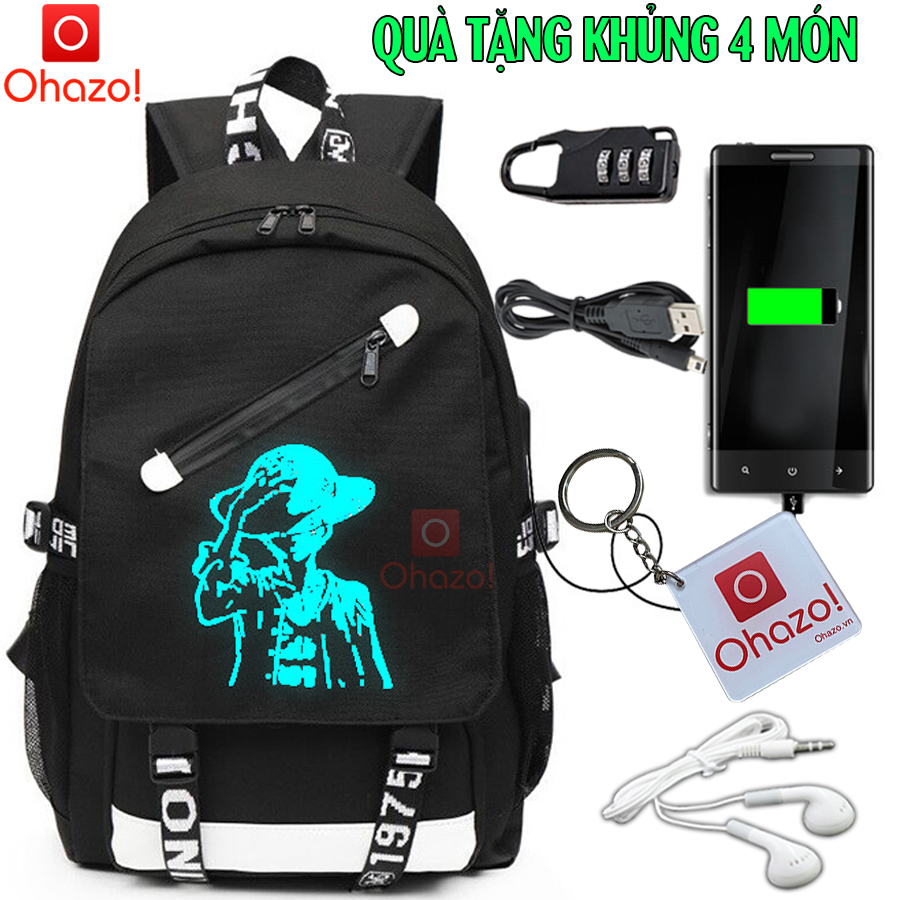 Balo nam nữ thời trang đi học phát sáng dạ quang Ohazo! cao cấp hình Boy Music cá tính đẳng cấp + Tích hợp cổng sạc USB tiện lợi sạc điện thoại - Chất liệu bền bỉ - Tặng cáp sạc USB siêu xịn- Mẫu HOT trend nhất năm nay