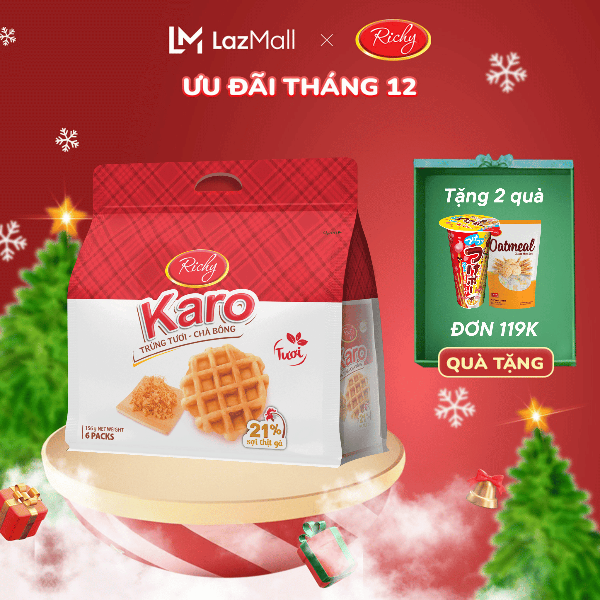  Bánh Richy KARO trứng tươi chà bông bịch 6 chiếc - date 45 ngày từ NSX KH cân nhắc khi mua SL lớn 