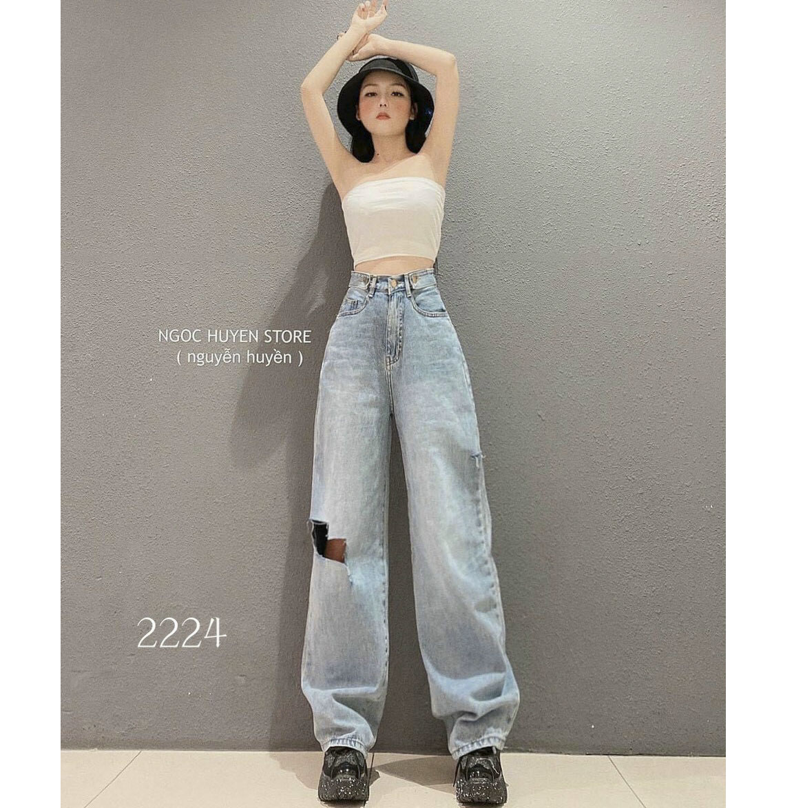 [HCM]QUẦN JEAN NỮ ỐNG RỘNG FORM DÀI RỘNG ( KÈM ẢNH THẬT) LƯNG SIÊU CAO RÁCH GỐI TO MẪU MỚI SIÊU HOT TẠI THUYDIEUSHOP97 BGM2