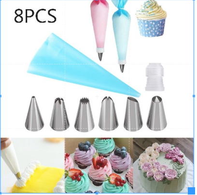 Combo 6 đui bắt bông kem Kèm túi bắt kem Silicon