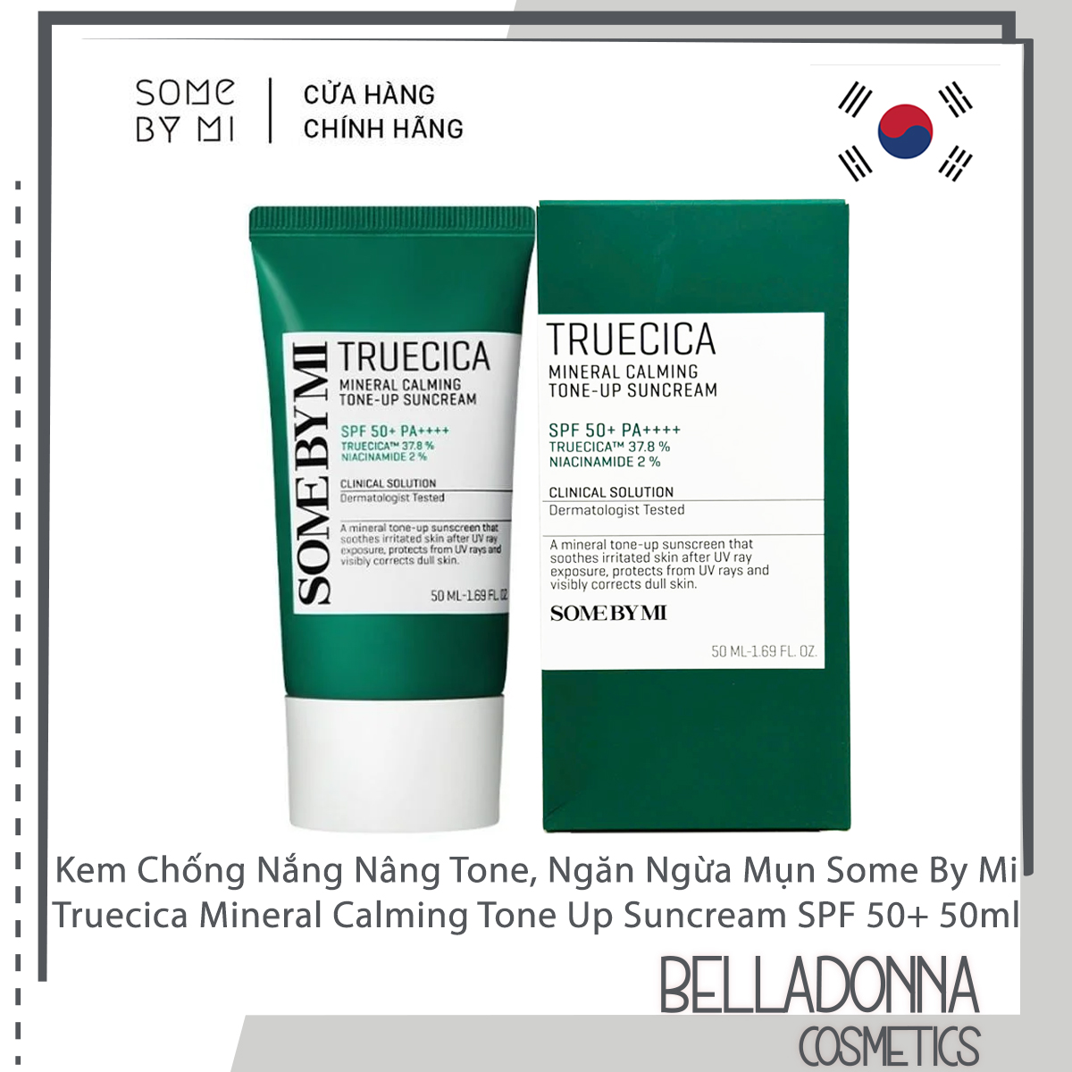 Kem Chống Nắng Nâng Tone, Ngăn Ngừa Mụn Some By Mi Truecica Mineral Calming Tone Up Suncream SPF 50+ PA++++ 50ml