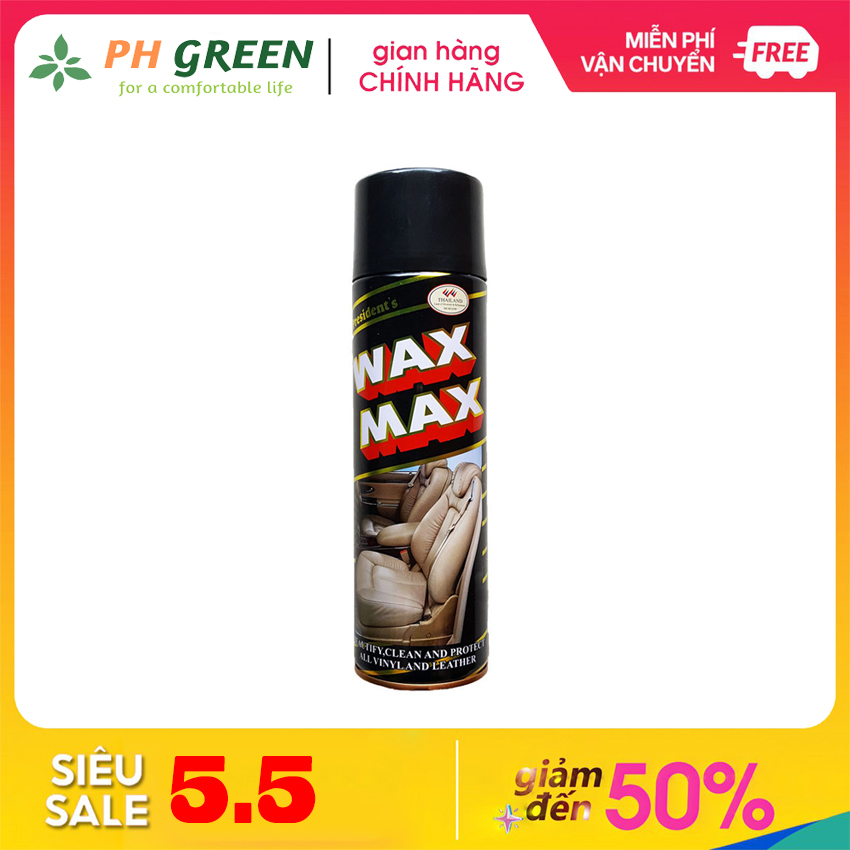 Bình xịt bóng nội thất xe waxmax, xịt bóng taplo, ghế da, chăm sóc xe, bình 500ml