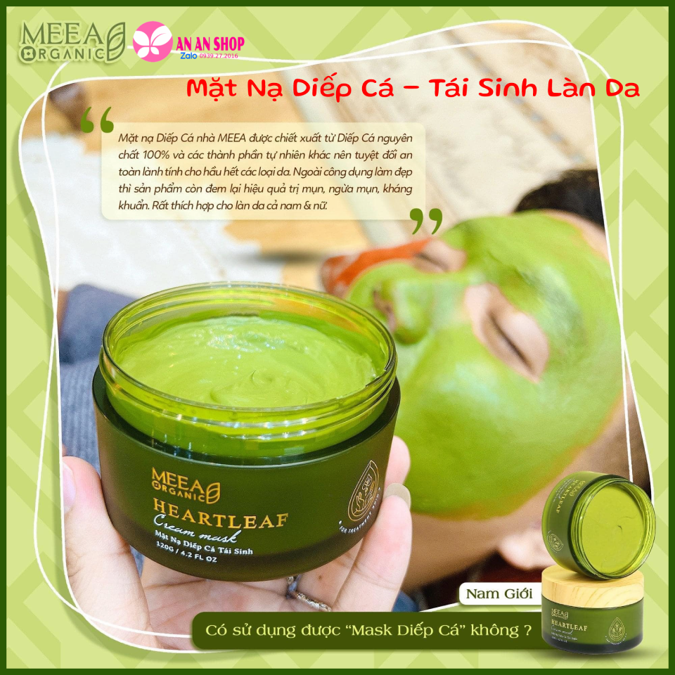Mặt nạ diếp cá meea organic 120gr - mặt nạ diếp cá tái sinh organic - hàng chính hãng
