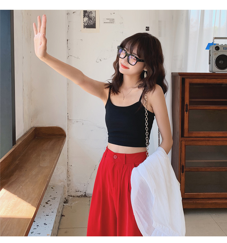 Áo hai dây CERA-Y croptop chất vải bo gân co dãn nhiều màu CRA054