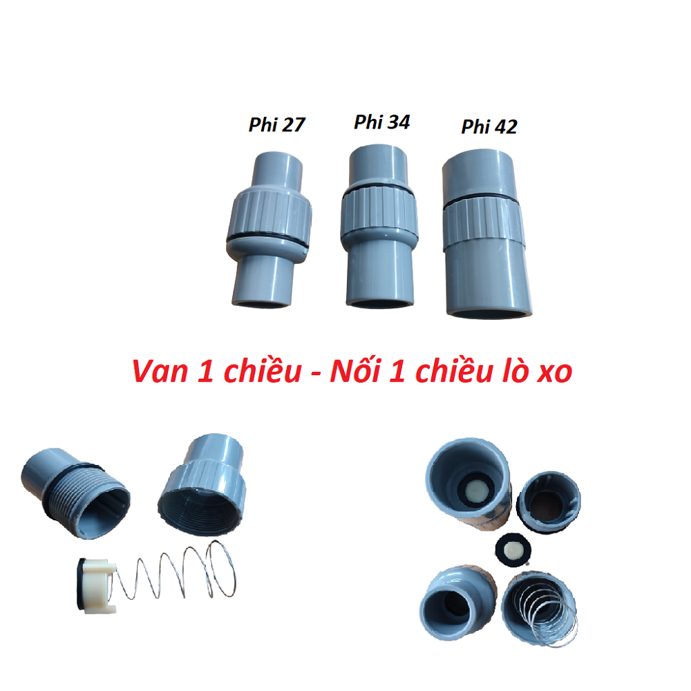 Van 1 chiều nối 1 chiều nhựa hàng cao cấp các phi 27-34-42-49-60