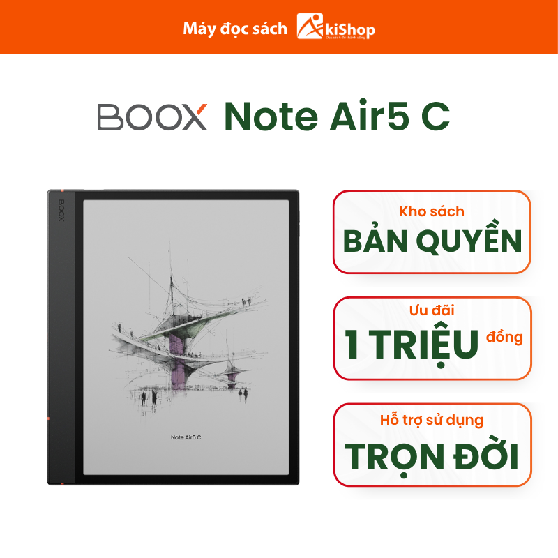 Boox Note Air5 C (10.3 Inch) Book Reader with Kaleido 3 Color Screen, Notes, Genuine Akishop Giá 15,590,000 Đồng*Miễn phí vận chuyển
